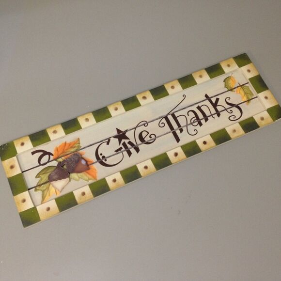 Sign Give Thanks Wooden Sign - Picture 8 of 11